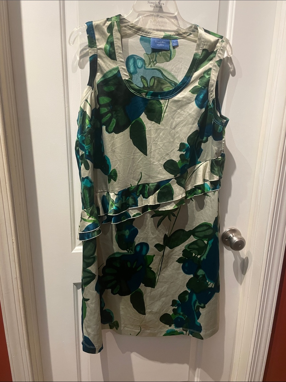 Simply Vera Vera Wang Cream Dress with Green & Teal Floral Print